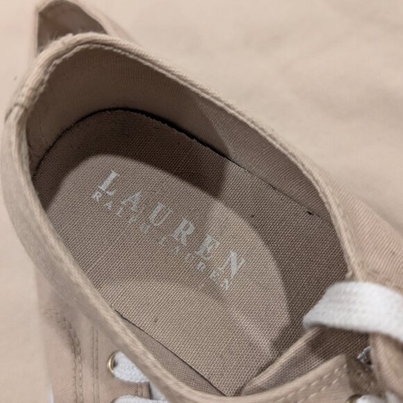 Polo Ralph Lauren Canvas Beige Beachy Sneakers - Women's sz 7.5 - Picture 2 of 12
